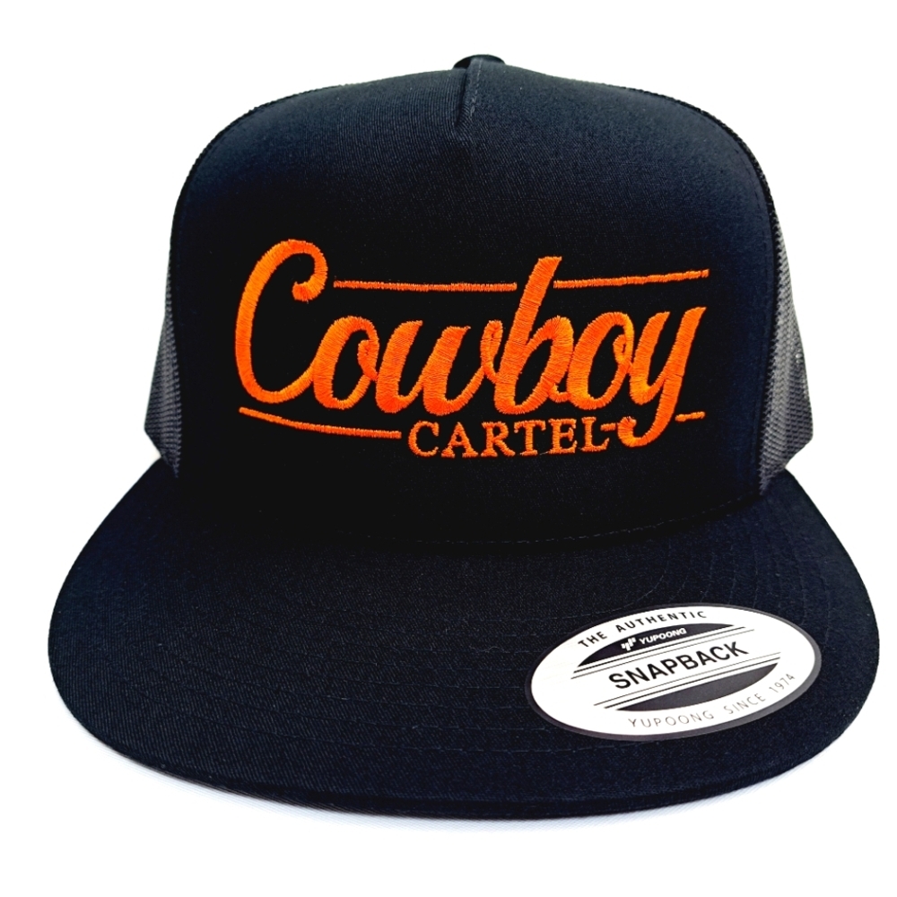 Cowboy Cartel Embroidered Flat bill Trucker Mesh Snapback Cap